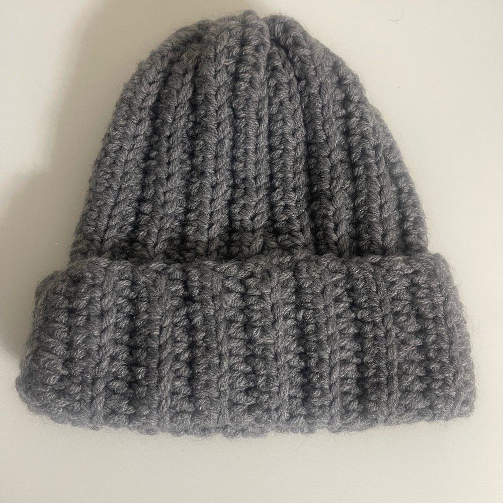 Cozy Gray Handmade Knit Adult‎ Beanie